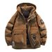 Men's Winter Hooded Down Jacket With White Duck Feather Filling, Thickened Warm Workwear Coat For Teens & Adults_viptrois.com