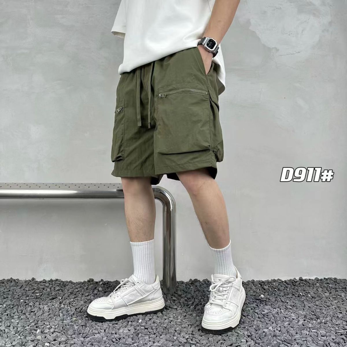 Men's Clothing Summer Thin Multi Pocket Workwear Shorts for Men and Women Solid Color Simple Loose Casual Workwear Shorts Trendy Brand_viptrois.com