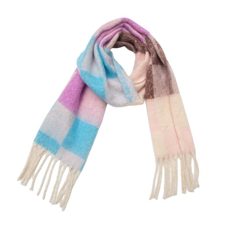 Unisex Autumn and winter loop yarn flow suplaid scarf_viptrois.com