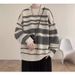 Autumn And Winter New Men's Sweater Loose Crew Neck Striped Knitted Sweater Boys Trend Contrasting Color Pullover Warm Top_viptrois.com