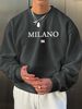 Men's Loose Casual Fashion MILANO 96 Letter Pattern Printed Round Neck Long Sleeved Sportswear For Autumn And Winter_viptrois.com