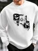 Men's Loose And Casual Fashion Gesture Eye Pattern Printed Round Neck Long Sleeved Sportswear For Autumn And Winter_viptrois.com