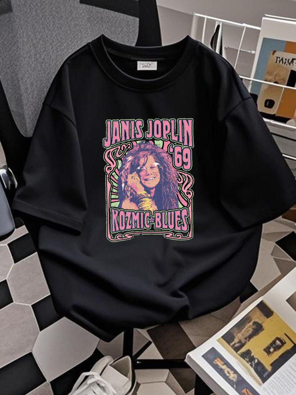 Janis Joplin 1969 Kozmic Blues Men's T Shirt Rock & Soul Music Merch Graphic Breathable Stretched Unisex Versatile Stylish Designer Clothes_viptrois.com