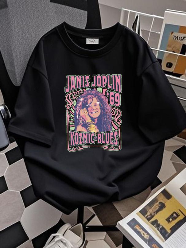 Janis Joplin 1969 Kozmic Blues Men's T Shirt Rock & Soul Music Merch Graphic Breathable Stretched Unisex Versatile Stylish Designer Clothes_viptrois.com