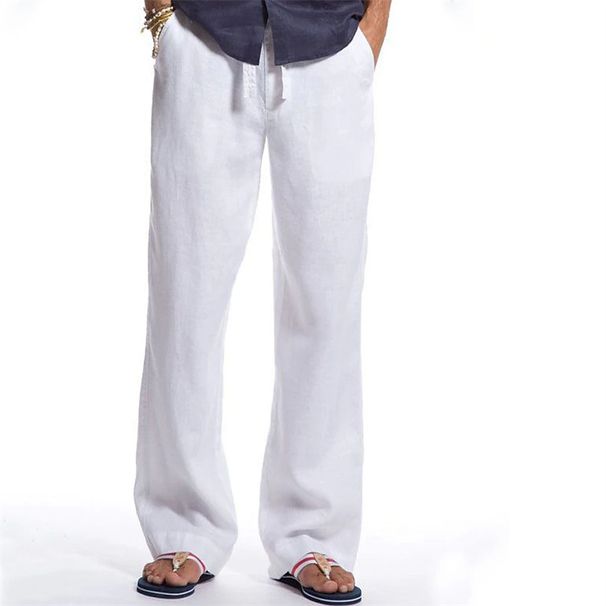 Men's Clothing Cotton And Linen Cross Border Loose Casual Drawstring Breathable Daily Trousers_viptrois.com