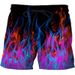 Men's Color Flame Print Dry Beach Shorts Printed Side Pockets Casual Shorts_viptrois.com