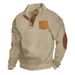 Cross-border American Spring And Autumn Men's Jacquard Knitted Texture Patch Pocket Henry Stand-up Collar Button Patch Long-sleeved Sweatshirt For Men_viptrois.com