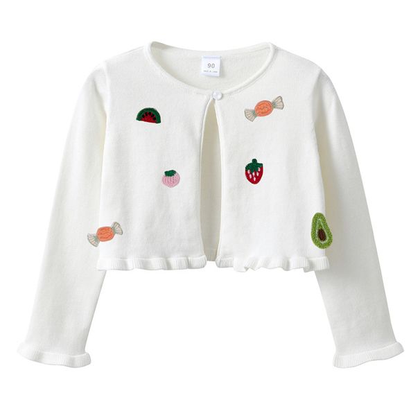 "Utridevn Girls' Cotton Knit Cardigan With Fruit Print - Soft Long Sleeve Button-Up Sweater For Toddlers & Kids (3-8 Years, 90-160cm) - Spring_viptrois.com