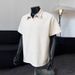 Men's Clothing Dark Gray Wheat Ear Texture Short Sleeved T Shirt Men's Summer Polo Shirt Retro Half Sleeved Top Men_viptrois.com