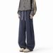 Men's White Floral Gray Curved Blade Sweatpants Straight Leg Casual Loose Wide Leg American Style Sports Pants for Autumn/Winter Trendy_viptrois.com