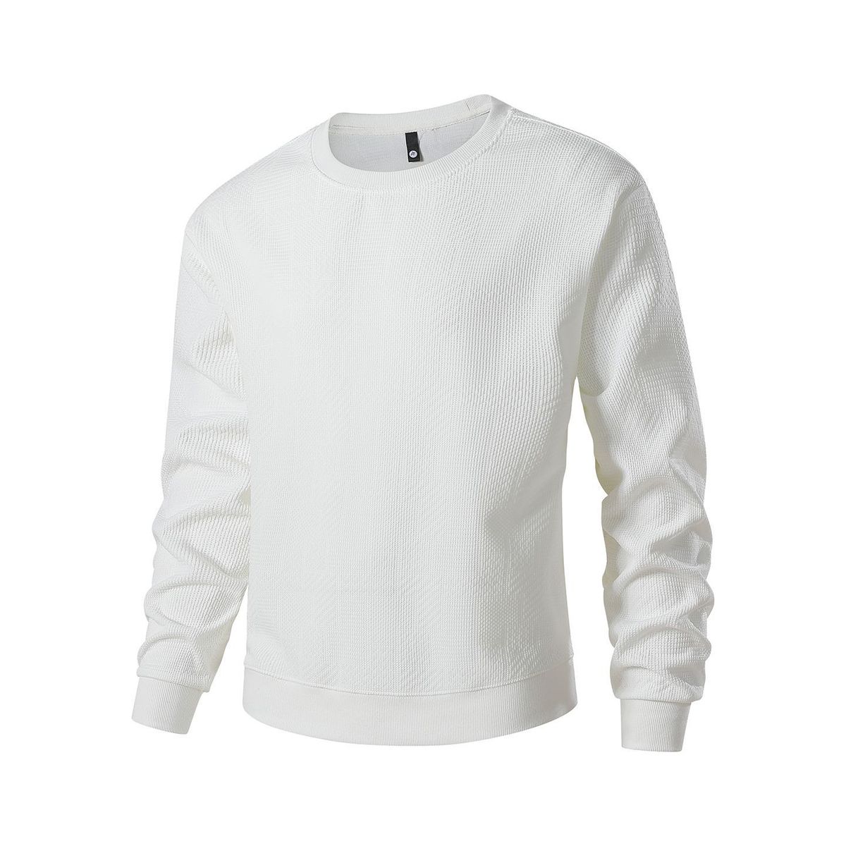 Men's Heavyweight 300GSM Jacquard Crewneck Sweatshirt – Oversized Fit Drop-Shoulder Long Sleeve (M-4XL)_viptrois.com