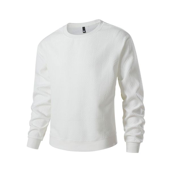 Men's Heavyweight 300GSM Jacquard Crewneck Sweatshirt – Oversized Fit Drop-Shoulder Long Sleeve (M-4XL)_viptrois.com