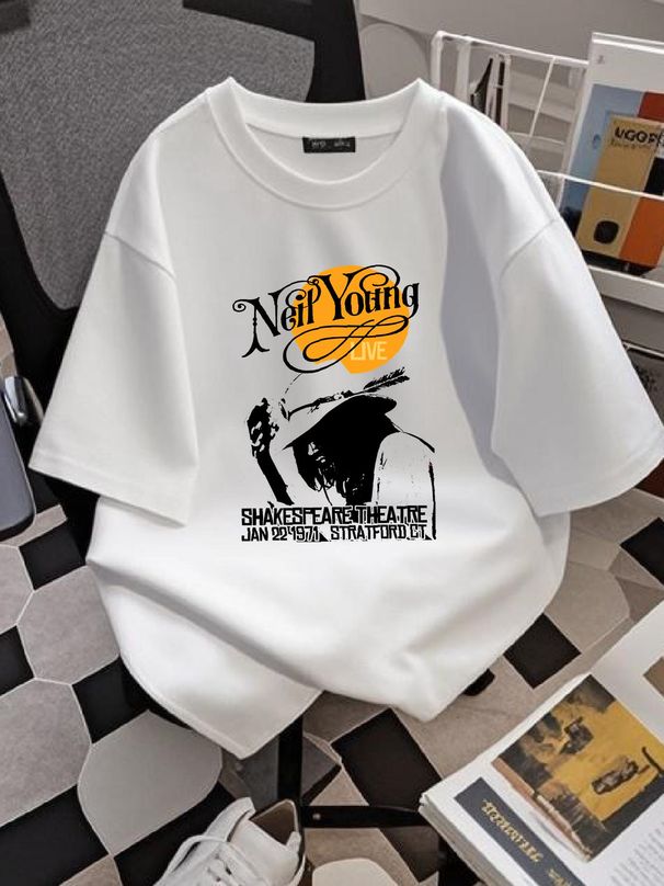 Neil Young Live At Shakespeare Theatre 1971 T Shirt S 4Xl Soft Stylish Unisex Comfortable Versatile Streetwear Graphic Summer Slightly_viptrois.com