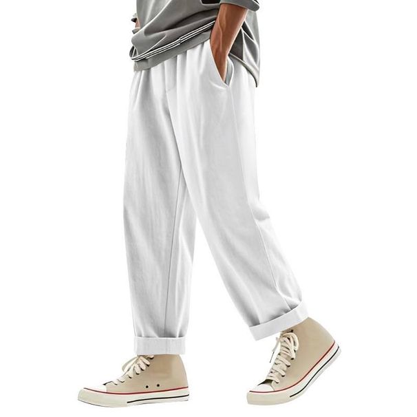 Four Seasons Men's Loose Linen Casual, Simple And Trendy Wide-leg Beach Sports Pants For Men_viptrois.com