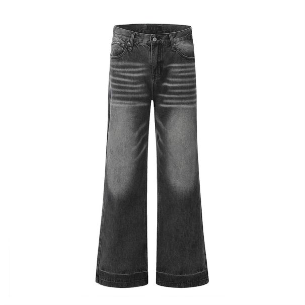 American Washed Gradient Flared Jeans For Men High Street Vibe Style Loose Casual Wide Leg Long Pants_viptrois.com
