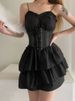 Court style ladies super wide waist fashion elastic tight waist elastic waistband waistband decorative dress_viptrois.com