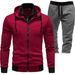 Men's Clothing Autumn And Winter Sports Stitching Men's Jacket Casual Long Sleeved Trousers Hooded Sports Men's Two Piece Suit_viptrois.com