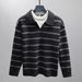 Retro Color-Block Polo Knit Sweater – Contrast Stripe Mock Layering For Men (S-XXL, 90s Hong Kong Revival)_viptrois.com