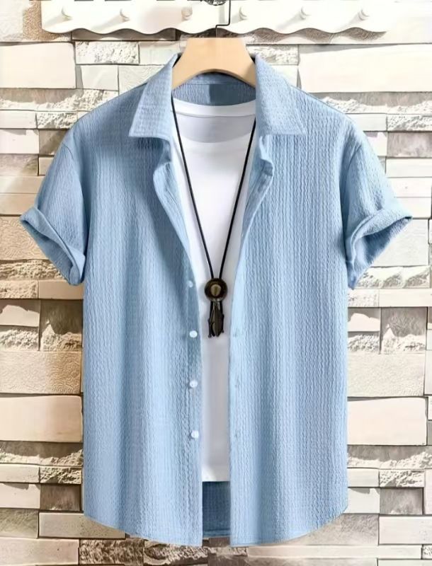 New European American Cross-border Fashion Shirt, Solid Color, Stylish Comfortable, Suitable For Vacation And Casual_viptrois.com