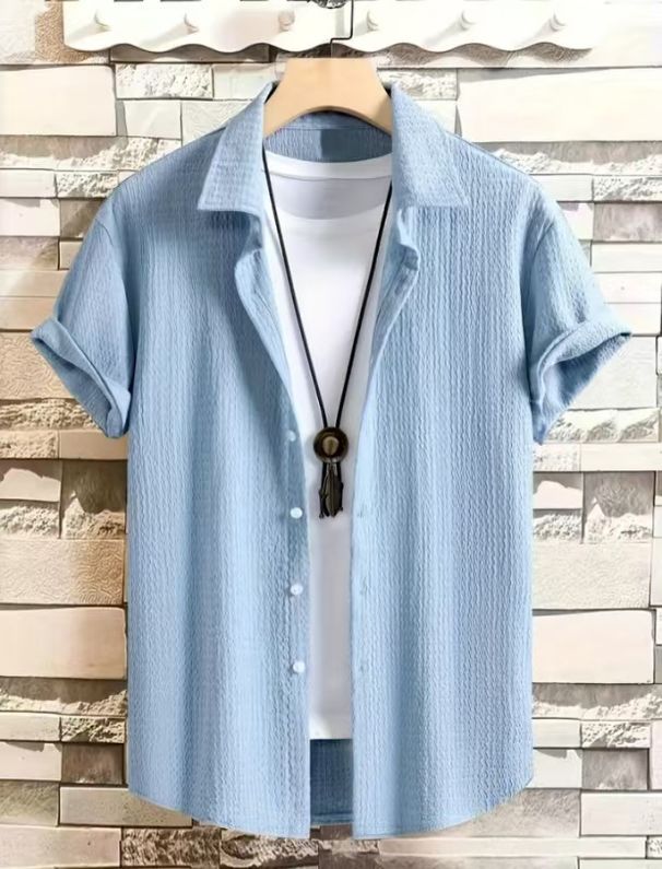 New European American Cross-border Fashion Shirt, Solid Color, Stylish Comfortable, Suitable For Vacation And Casual_viptrois.com