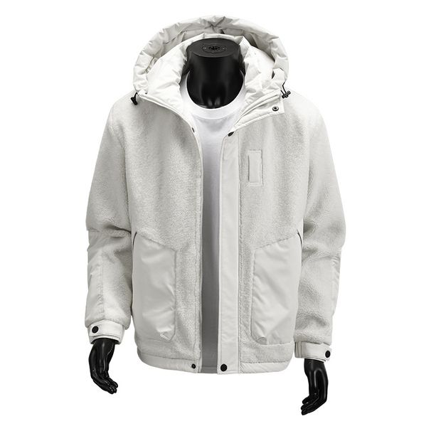 Men's Clothing Men's Fleece-Lined Winter Jacket With Hood - Stylish Loose Fit Coat For Cold Weather (Military Green, Beige, Dark Gray)_viptrois.com