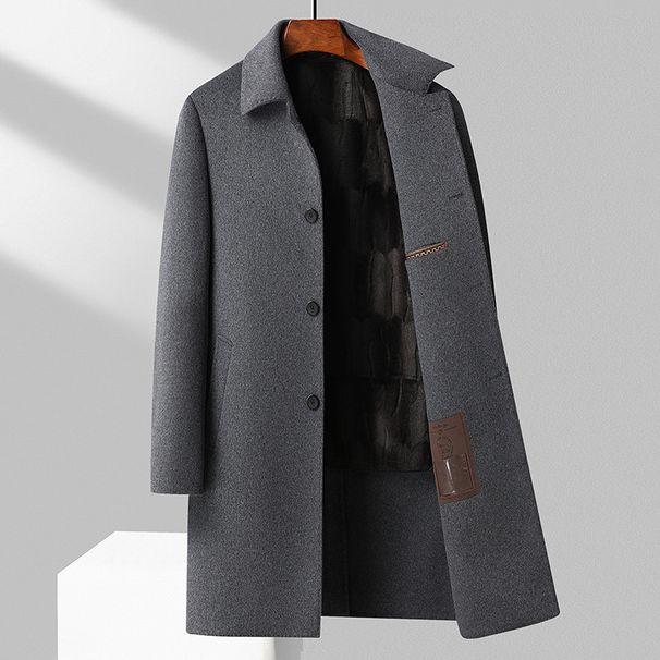 Men's Clothing Removable gold mink velvet lining double sided wool coat autumn and winter men's long double sided wool coat men's jacket_viptrois.com