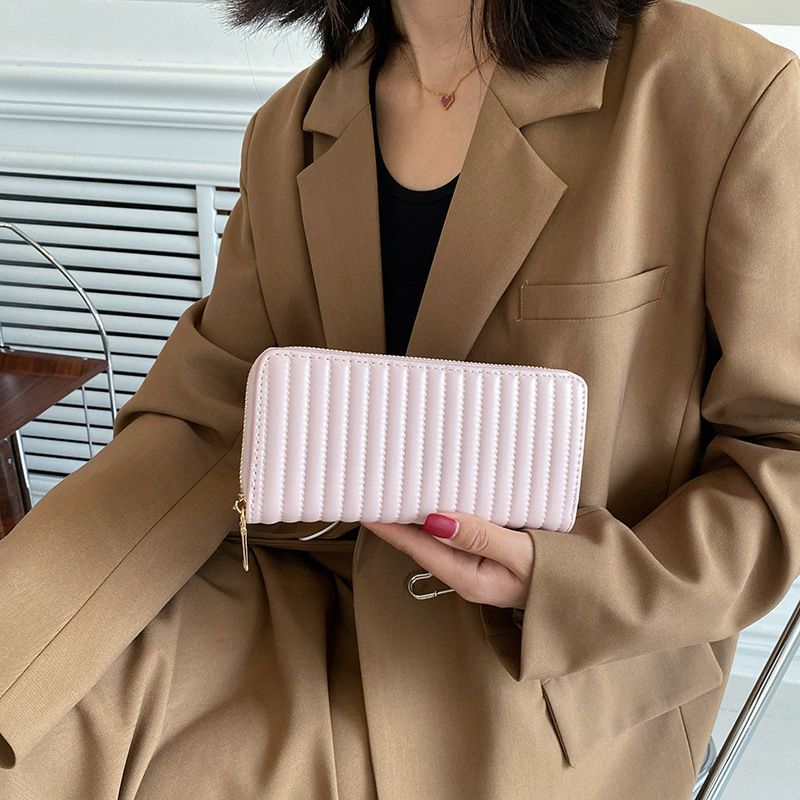 Women’s Bags Version PU Simple Indentation Clutch Bag Embroidery Thread Medium And Long 10% Off Multi Position Wallet Fashionable Women's Bag Trend_viptrois.com