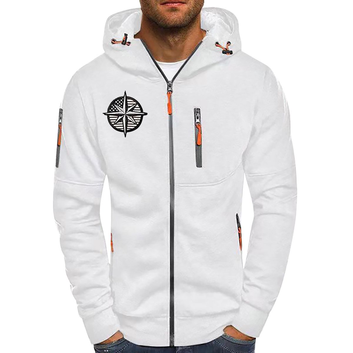 Men's Anime Goku Print Hooded Sweatshirt - Zip-Up Casual Jacket, Polyester Blend, Lightweight Streetwear (S-Xxxl), Otaku Fashion For Daily Wear_viptrois.com