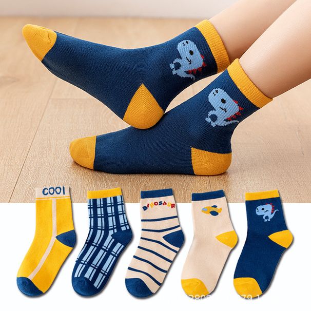 10pairs/set cute sports socks cartoon mid-calf length socks dinosaur stockings Boys Girls baby floor socks children's socks_viptrois.com