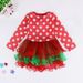 Christmas Children's dress for girls New Year's Christmas polka dot bow red cake dress_viptrois.com