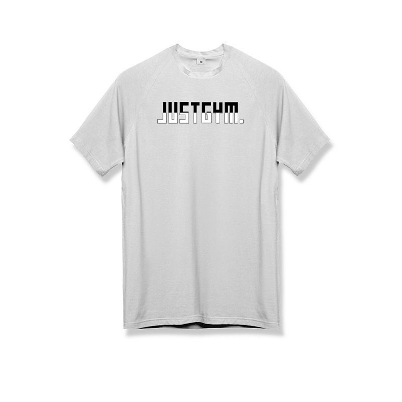 JUST GYM Men's Skinny Short Sleeve T-Shirt Summer Bodybuilding Running Outdoor Sports Bottom Shirt High Elastic Breathable Tide_viptrois.com