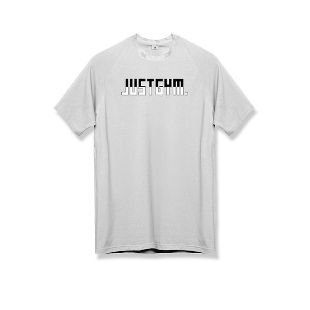 JUST GYM Men's Skinny Short Sleeve T-Shirt Summer Bodybuilding Running Outdoor Sports Bottom Shirt High Elastic Breathable Tide_viptrois.com