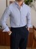 New Spring And Autumn Fashion Striped Long Sleeved Shirt Men's Trendy Brand Slim Business Casual Shirt Men's Tops_viptrois.com
