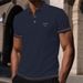 New With Short Sleeves, High-end Mesh Ice Silk Lett Print Short-sleeve T-shirt Men, Shirt Collar, Solid Color For_viptrois.com