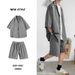 CT DK Uniform Men's Full Set Summer Loose College Style Trendy JK Suit Three-Quarter Sleeve Chic Small Blazer_viptrois.com