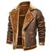 Men's Wear Lapel Leather Jacket With Fleece Thickened Casual Men's Fur Coat_viptrois.com