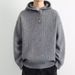 Hooded Sweater Men's Loose Retro Knitted Sweater Men's Style Pullover Semi Open Collar Jacket_viptrois.com