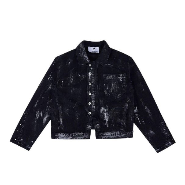 Men's Clothing High Street Handsome Ripped Denim Jacket Men's Retro Old Design Loose Lapel Jacket_viptrois.com