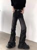 Men's Clothing Pleated Bell Bottoms Niche Design Heavy Washed Black And Gray Jeans_viptrois.com