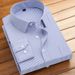 Men's Slim Fit Business Shirt Long Sleeve Striped Casual Office Wear Breathable Cotton Blend Formal Interview Shirt_viptrois.com