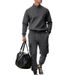 Men's Heavyweight Jacquard Check Stand Collar Casual Pants Autumn Winter Outdoor Work Sweatshirt Set Loose Fit American Style_viptrois.com