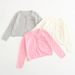 Mother & Kids Girls' Cotton Knit Cardigan With Bow Detail - Lightweight Summer Cover-Up For Toddlers & Kids (Sizes 66-130cm) - White/Gray/Pink_viptrois.com