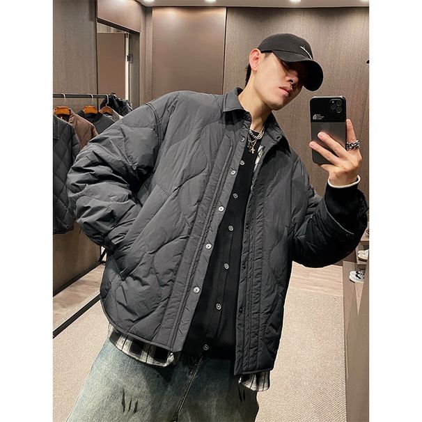 Authentic New Shirt Hem Spliced Two-Piece Lightweight Down Jacket Men's Autumn Winter Versatile Warm Coat_viptrois.com