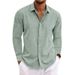 Men's Clothing Men's Long Sleeved T-Shirt Loose Sweatshirt Solid Color Cotton Linen Blend Large Size Shirt For Formal & Casual_viptrois.com
