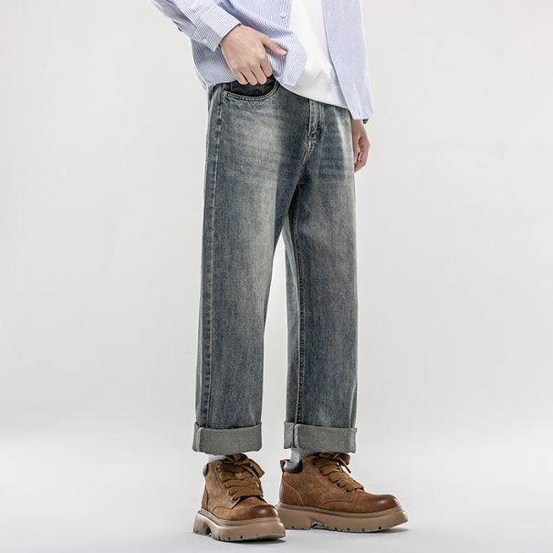 New Spring Jeans Men's Harlan Loose Trendy Brand American Retro Washing Double Craft Medium Waist Large Size Youth Embroidery Knowledge Clothes_viptrois.com