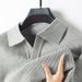 V Collar Sheep Sweater Men's Korean Version Medium Knitted Bottoming Top Loose Polo Top Men's Clothing_viptrois.com