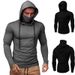Men's Performance Hooded Turtleneck – Slim Fit Long Sleeve Base Layer With Face Mask, Gym & Streetwear Essential (Grey/Black)_viptrois.com