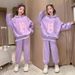 Girls Spring And Autumn Sports Suit 2024 New Style Middle And Large Children Loose Children's Hooded Sweater Children's Clothing Two Piece Set_viptrois.com