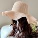 Women's Summer Straw Sun Hat - Wide Brim, M (56-58cm), UV Protection, Handmade, Wave Design, Breathable For Beach/Vacation, Cute & Fresh Style_viptrois.com