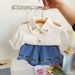 Mother & Kids Summer New Girls Suit Cute Embroidered Lapel Shirt Plus Denim Shorts Two-piece Suit_viptrois.com